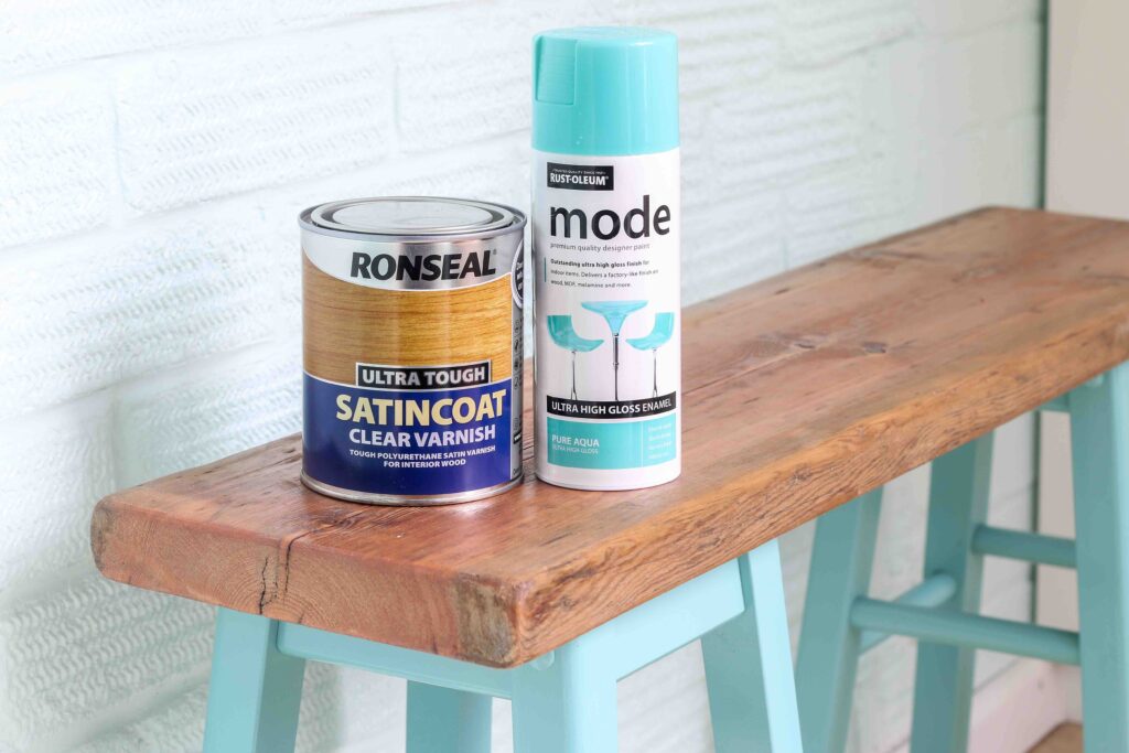 spray paint varnish cans make a bench diy 